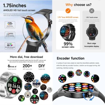2025 New For HUAWEI Men Smart Watch 1.75inch AMOLED GPS Track Bluetooth Call Waterproof Compass Heart Rate Sports Smart Watches - Image 3