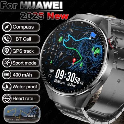 2025 New For HUAWEI Men Smart Watch 1.75inch AMOLED GPS Track Bluetooth Call Waterproof Compass Heart Rate Sports Smart Watches