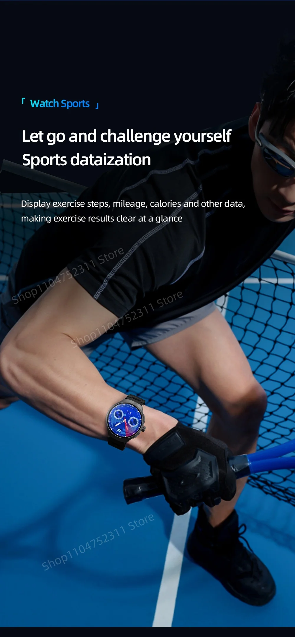 VP50 Smart Watch 1.75 inch Amoled 490*490 HD Screen 800W Camera GPS WIFI Compass NFC 256GB Storage Android Smartwatch Sim Card