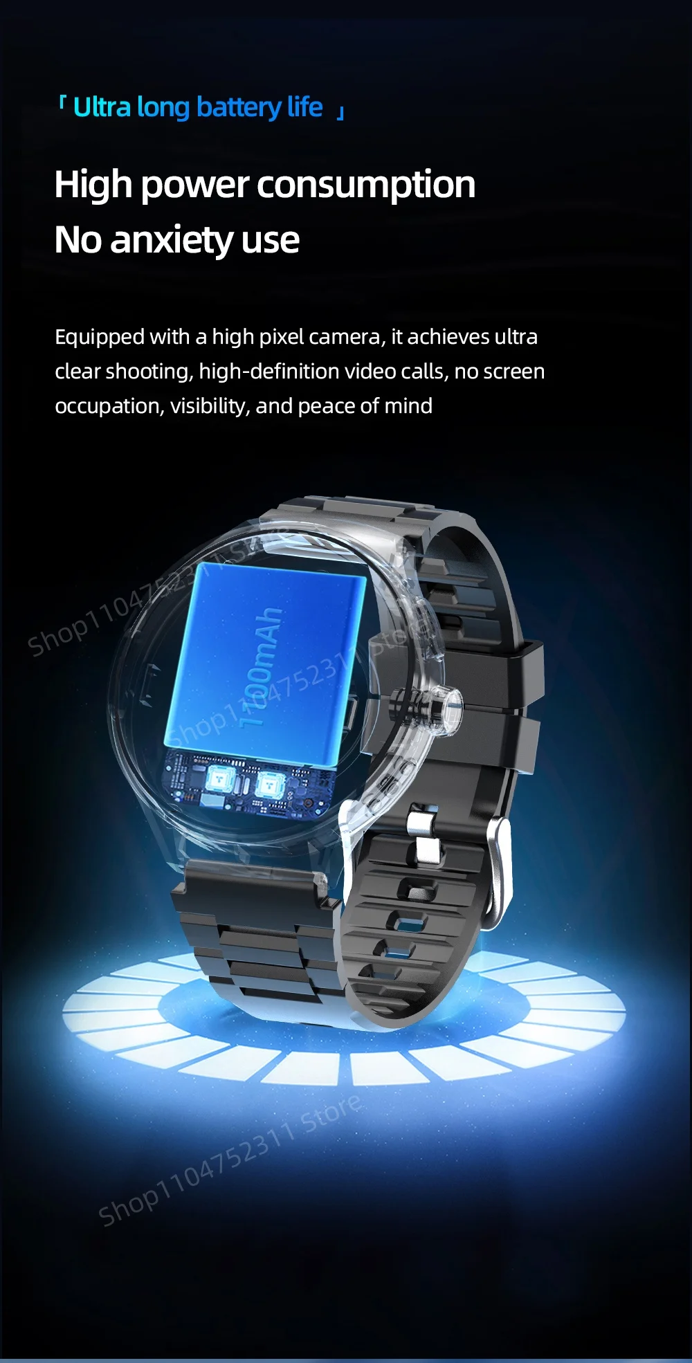 VP50 Smart Watch 1.75 inch Amoled 490*490 HD Screen 800W Camera GPS WIFI Compass NFC 256GB Storage Android Smartwatch Sim Card