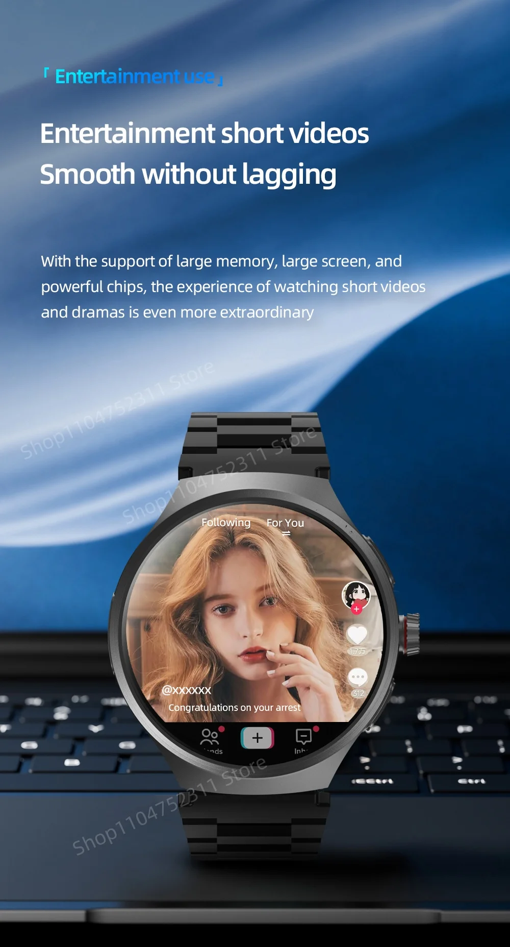 VP50 Smart Watch 1.75 inch Amoled 490*490 HD Screen 800W Camera GPS WIFI Compass NFC 256GB Storage Android Smartwatch Sim Card