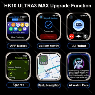 Smartwatch 2025 HK10 ULTRA 3 MAX 49mm HD AMOLED 4G ROM Bluetooth Call Network Chat Robot Clock NFC Compass Smart Watch Men Women - Image 5