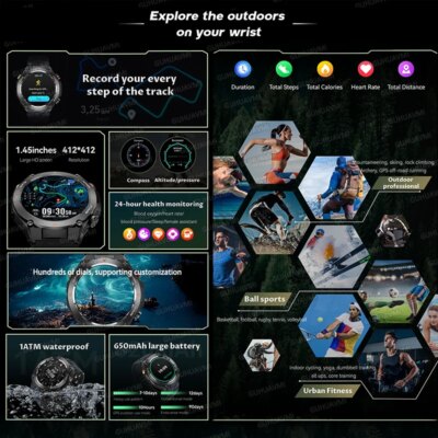 2025 New For XIAOMI Outdoor Sports GPS Smart Watch Men Waterproof Bluetooth call Heart rate Fitness Smartwatch Woman 650mAh BTA - Image 6