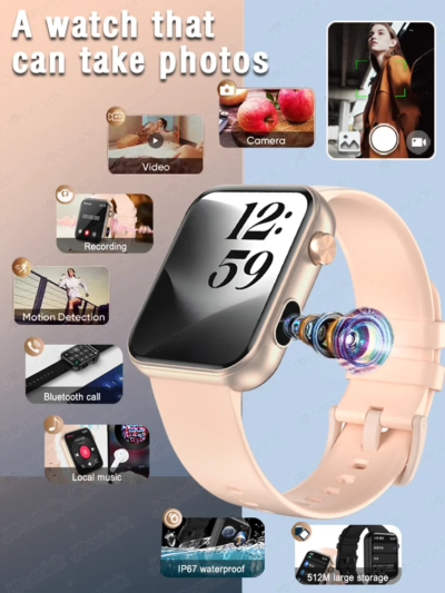 New Smart Watch Women Men Camera Take Photo Record Video Heart rate Sports Fitness Waterproof Bluetooth Call For Android iOS - Image 2