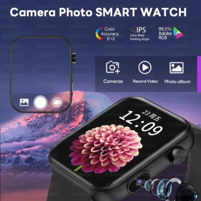 New Smart Watch Women Men Camera Take Photo Record Video Heart rate Sports Fitness Waterproof Bluetooth Call For Android iOS - Image 6