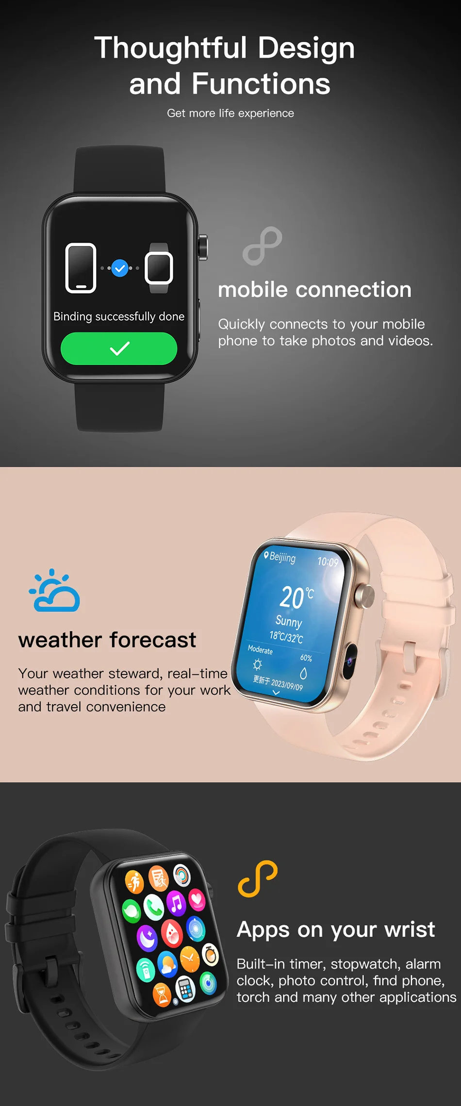 New Smart Watch Women Men Camera Take Photo Record Video Heart rate Sports Fitness Waterproof Bluetooth Call For Android iOS