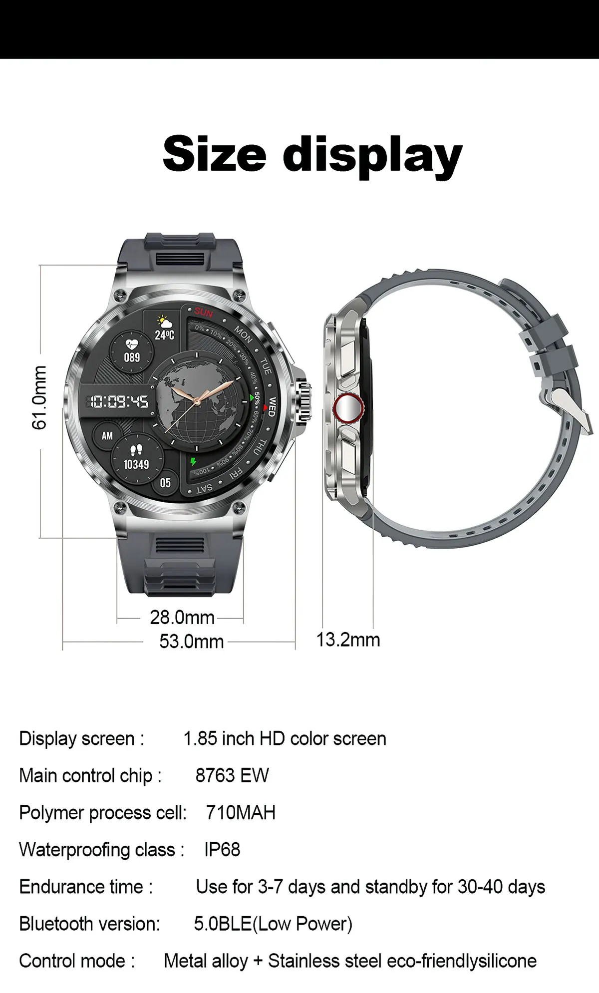 For Huawei Xiaomi GPS Track Smart Watch Men 1.85-Inch Ultra HD AMOLED Screen 710 Mah Battery Bluetooth Call SmartWatch 2025 New