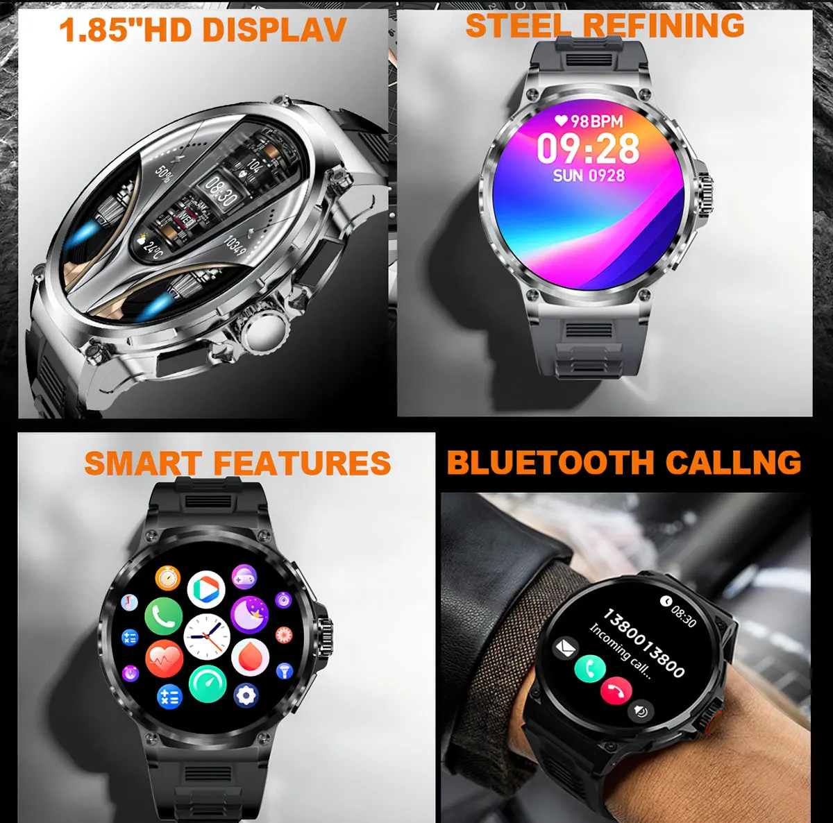 For Huawei Xiaomi GPS Track Smart Watch Men 1.85-Inch Ultra HD AMOLED Screen 710 Mah Battery Bluetooth Call SmartWatch 2025 New