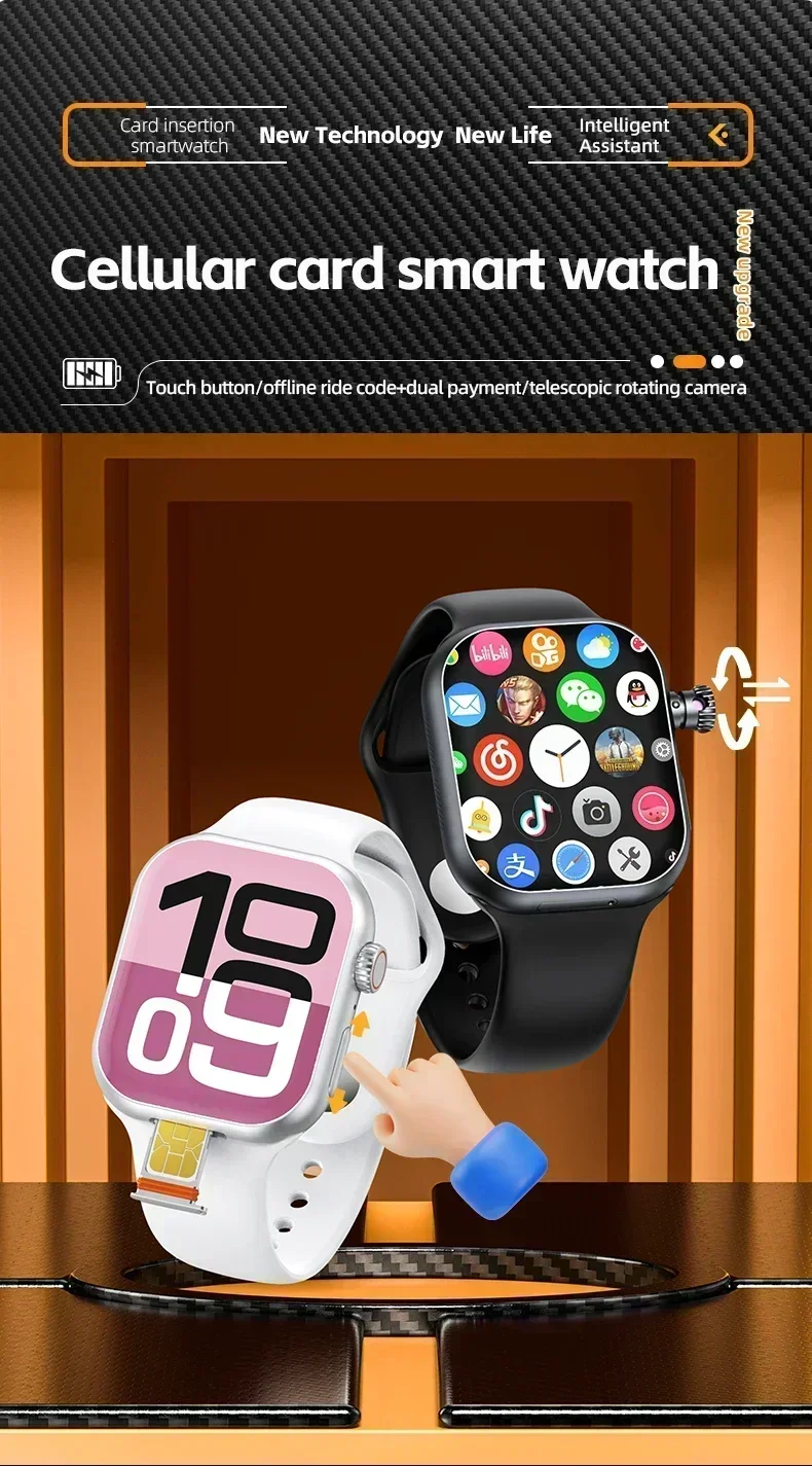 CD20 Global Edition smartwatch with 180 ° rotating camera AMOLED screen, supports SIM card WiFi GPS video call 2.29 inches