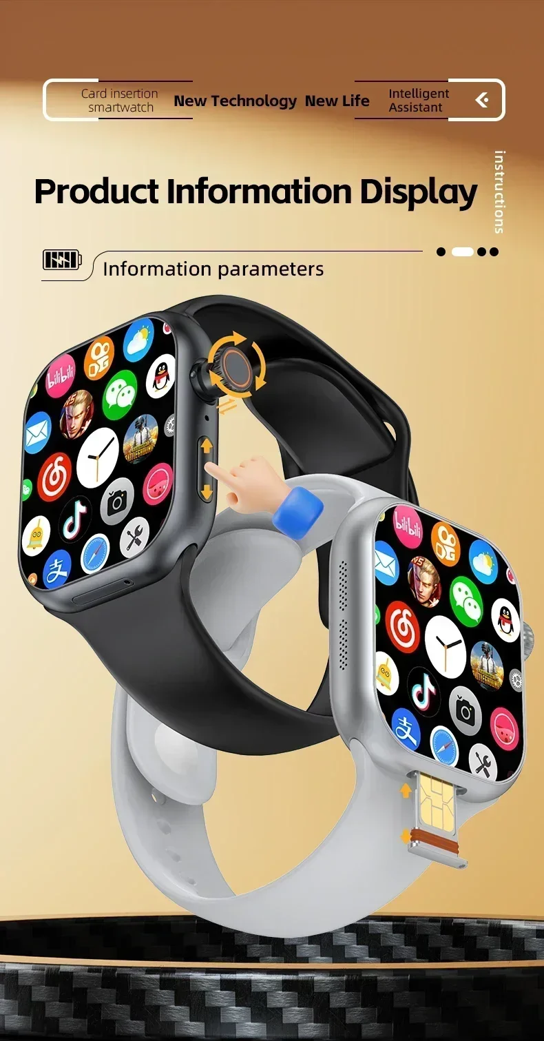 CD20 Global Edition smartwatch with 180 ° rotating camera AMOLED screen, supports SIM card WiFi GPS video call 2.29 inches