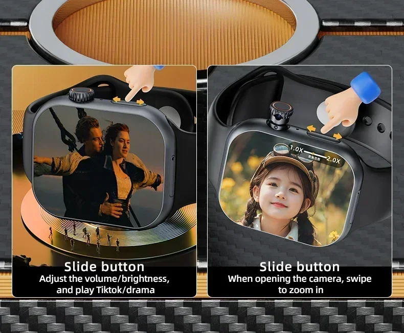 CD20 Global Edition smartwatch with 180 ° rotating camera AMOLED screen, supports SIM card WiFi GPS video call 2.29 inches
