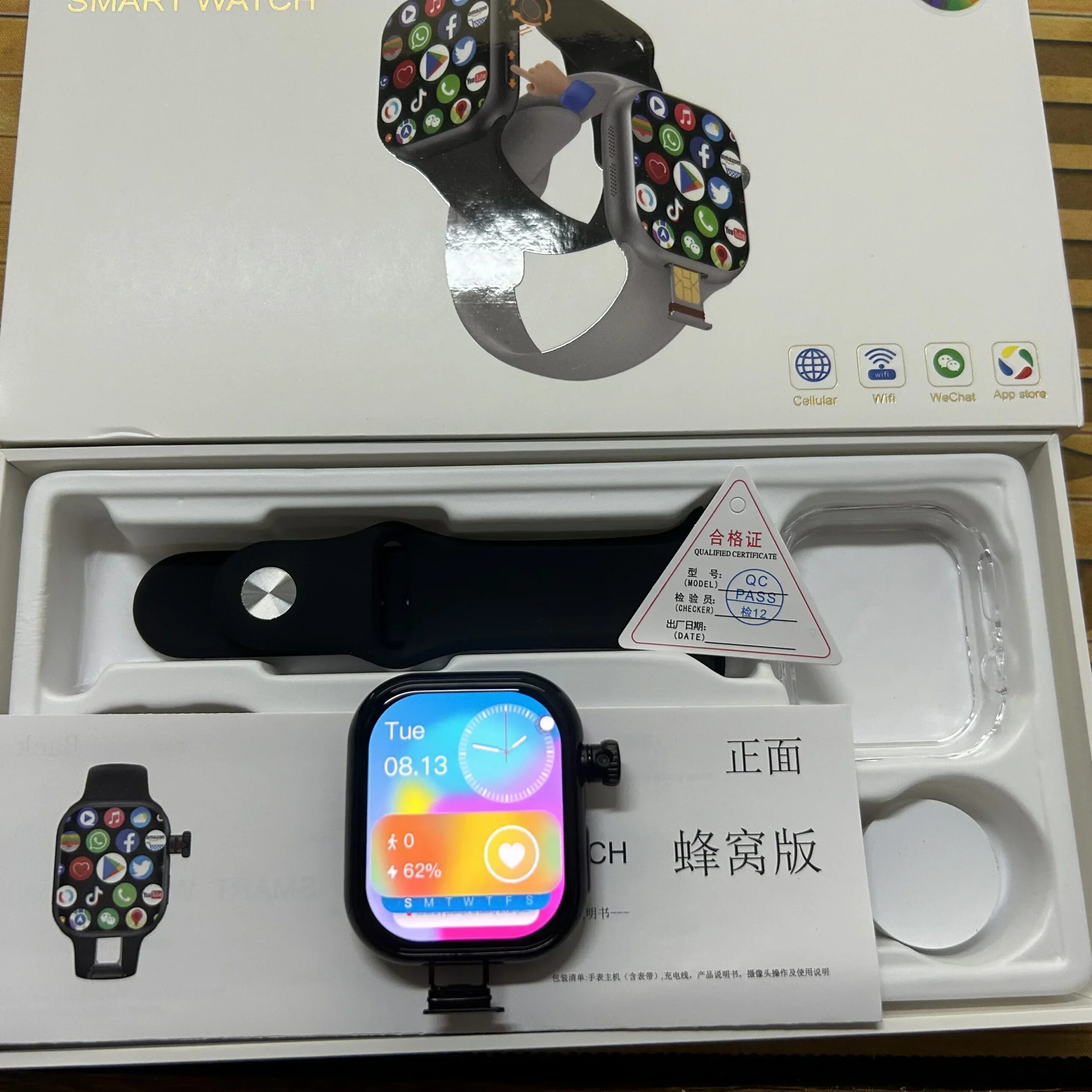 CD20 Global Edition smartwatch with 180 ° rotating camera AMOLED screen, supports SIM card WiFi GPS video call 2.29 inches