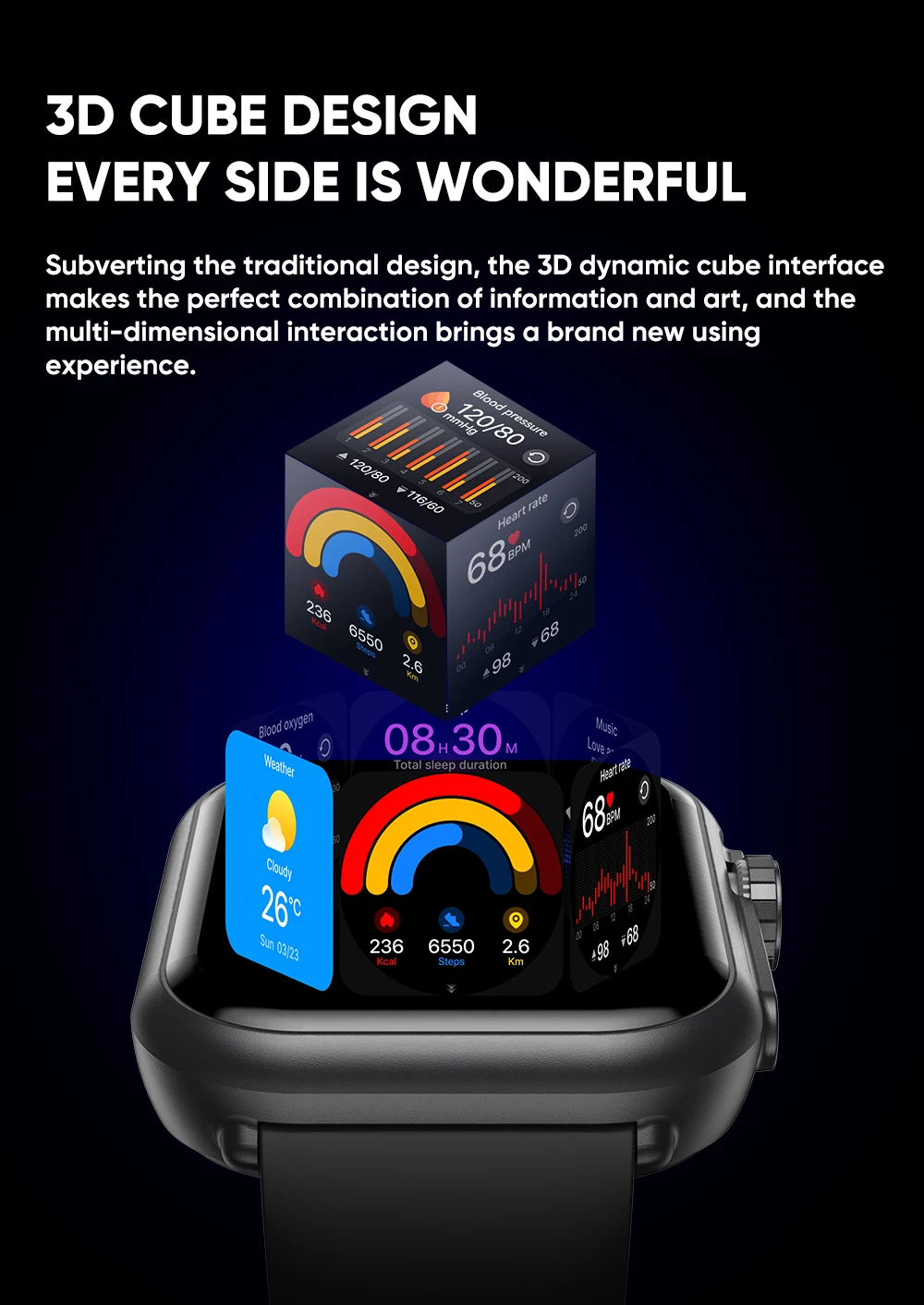 Watch Ultra K62 Men Women 1000mAh AMOLED Heart Rate 100+Sport HD Bluetooth Call GPS Track Waterproof Smart Watch For IOS Android