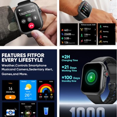 Watch Ultra K62 Men Women 1000mAh AMOLED Heart Rate 100+Sport HD Bluetooth Call GPS Track Waterproof Smart Watch For IOS Android - Image 2