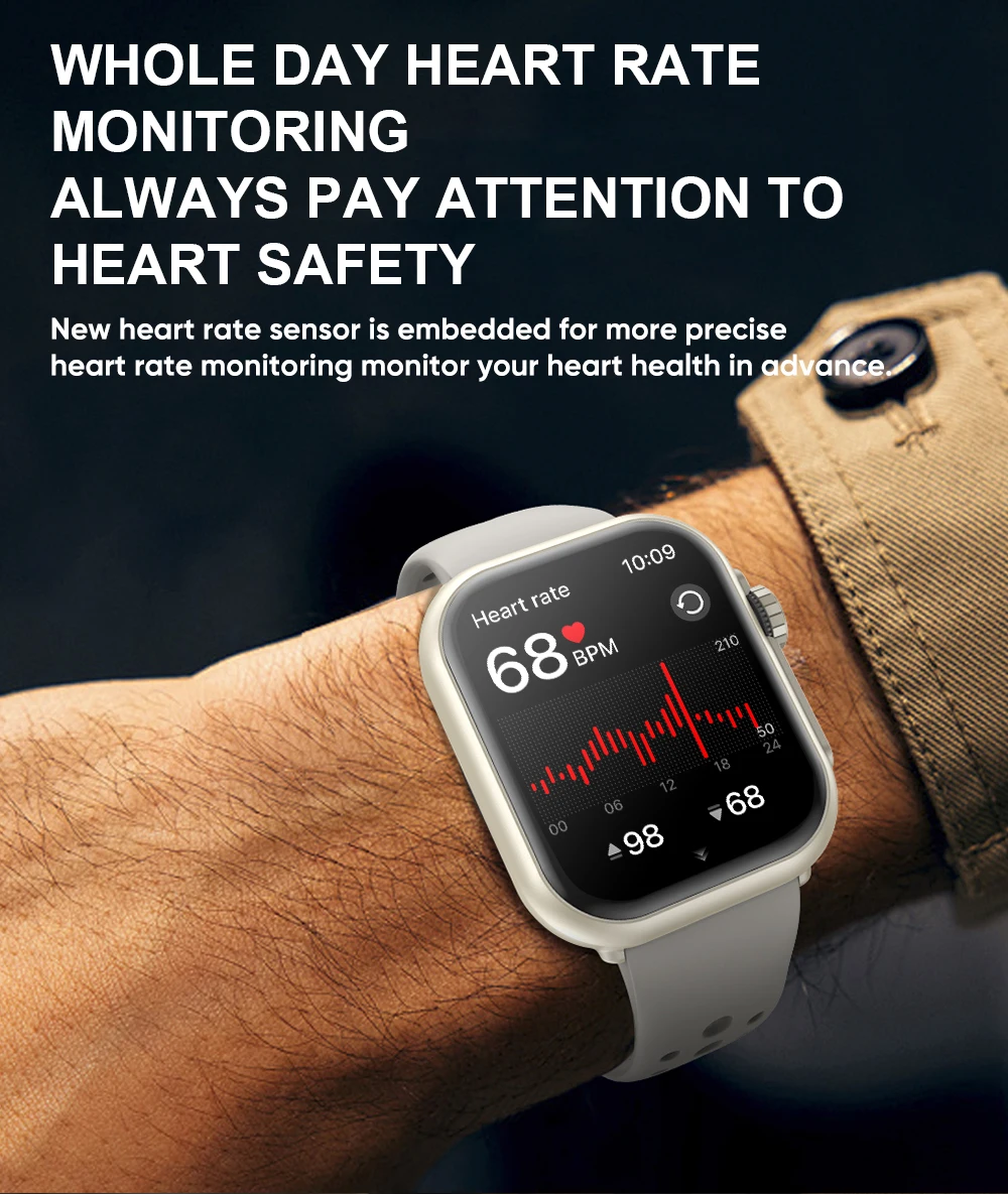Watch Ultra K62 Men Women 1000mAh AMOLED Heart Rate 100+Sport HD Bluetooth Call GPS Track Waterproof Smart Watch For IOS Android
