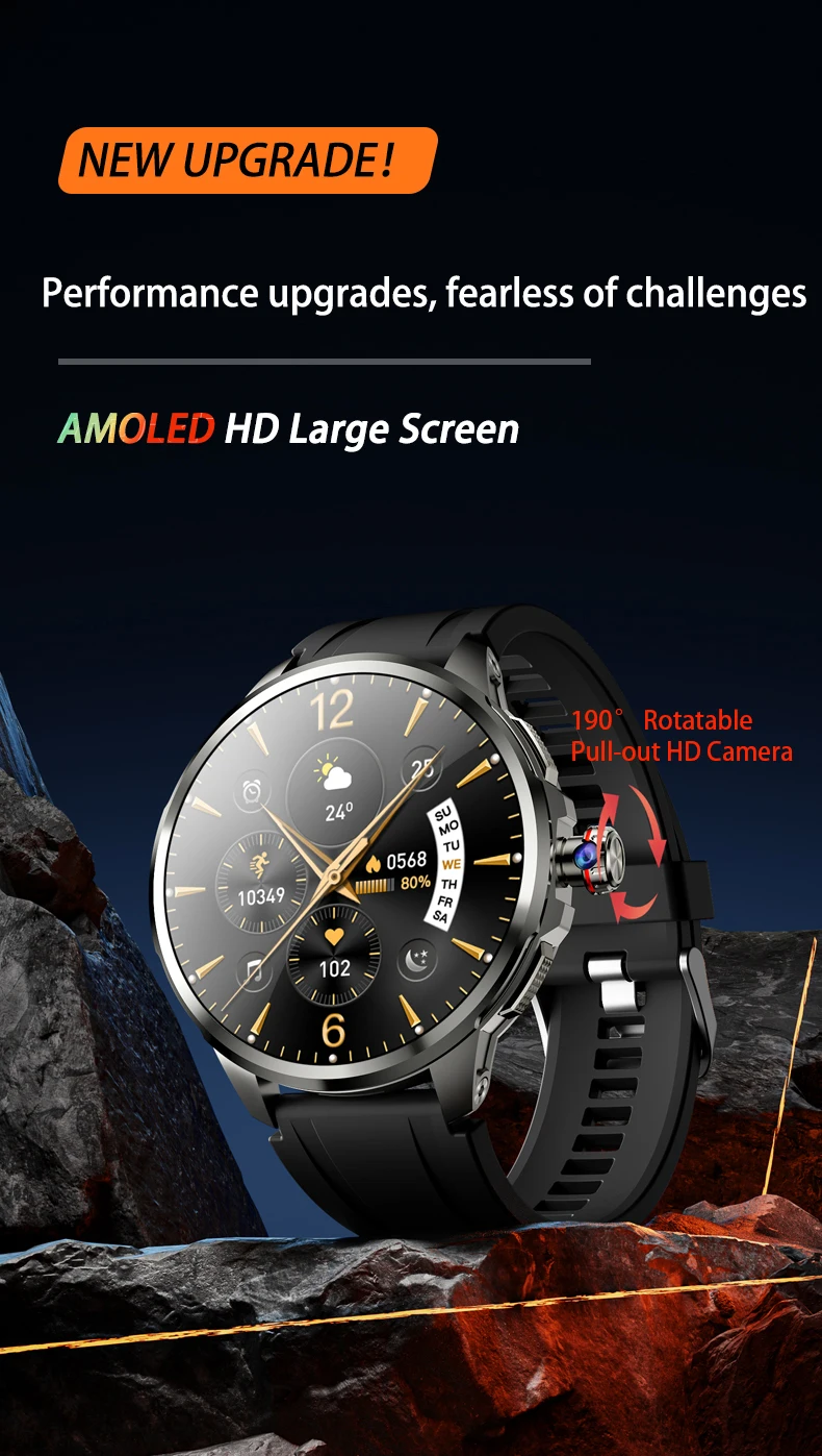 Goldenspike H99 Smartwatch Men Women Smart Watch With 1.95inch Amoled Screen 190° Rotary Camera GPS WIFI 4G/5G SIM Card Slot