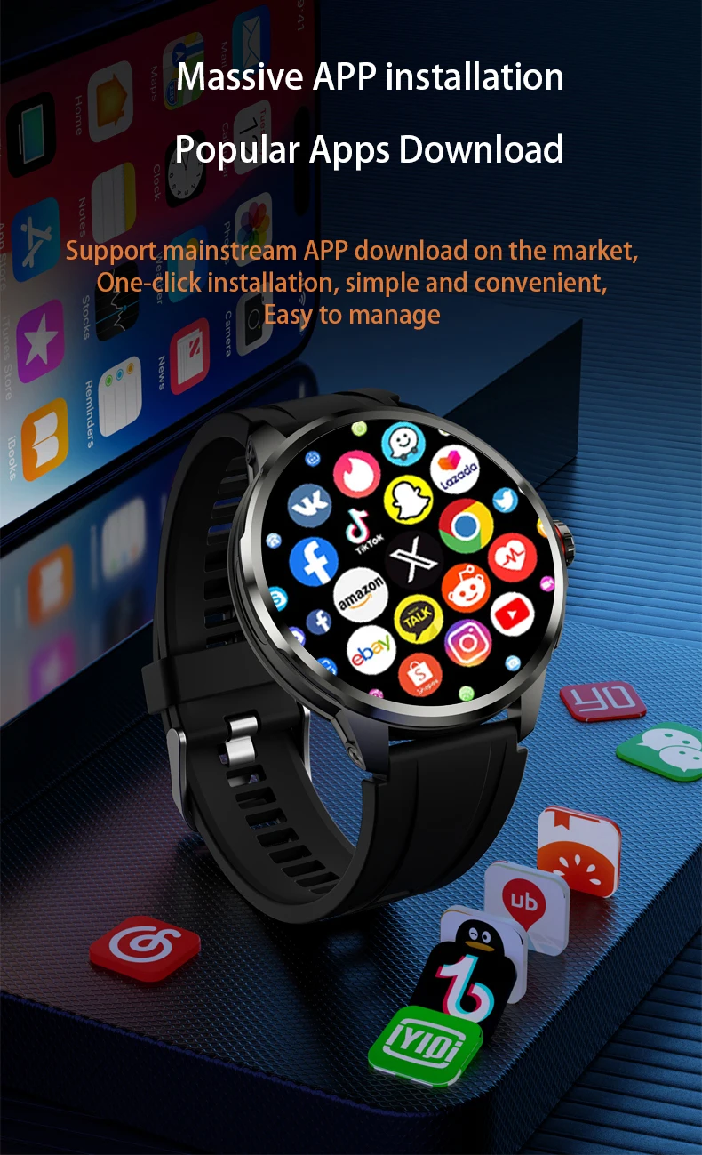 Goldenspike H99 Smartwatch Men Women Smart Watch With 1.95inch Amoled Screen 190° Rotary Camera GPS WIFI 4G/5G SIM Card Slot