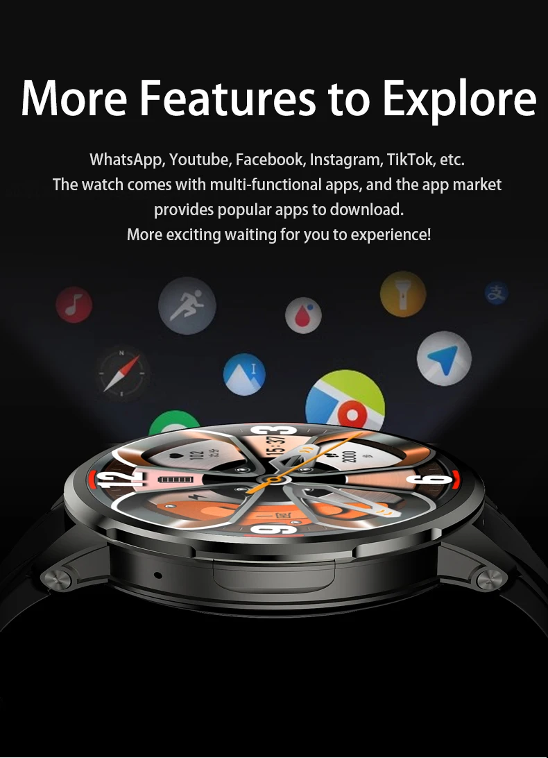 Goldenspike H99 Smartwatch Men Women Smart Watch With 1.95inch Amoled Screen 190° Rotary Camera GPS WIFI 4G/5G SIM Card Slot