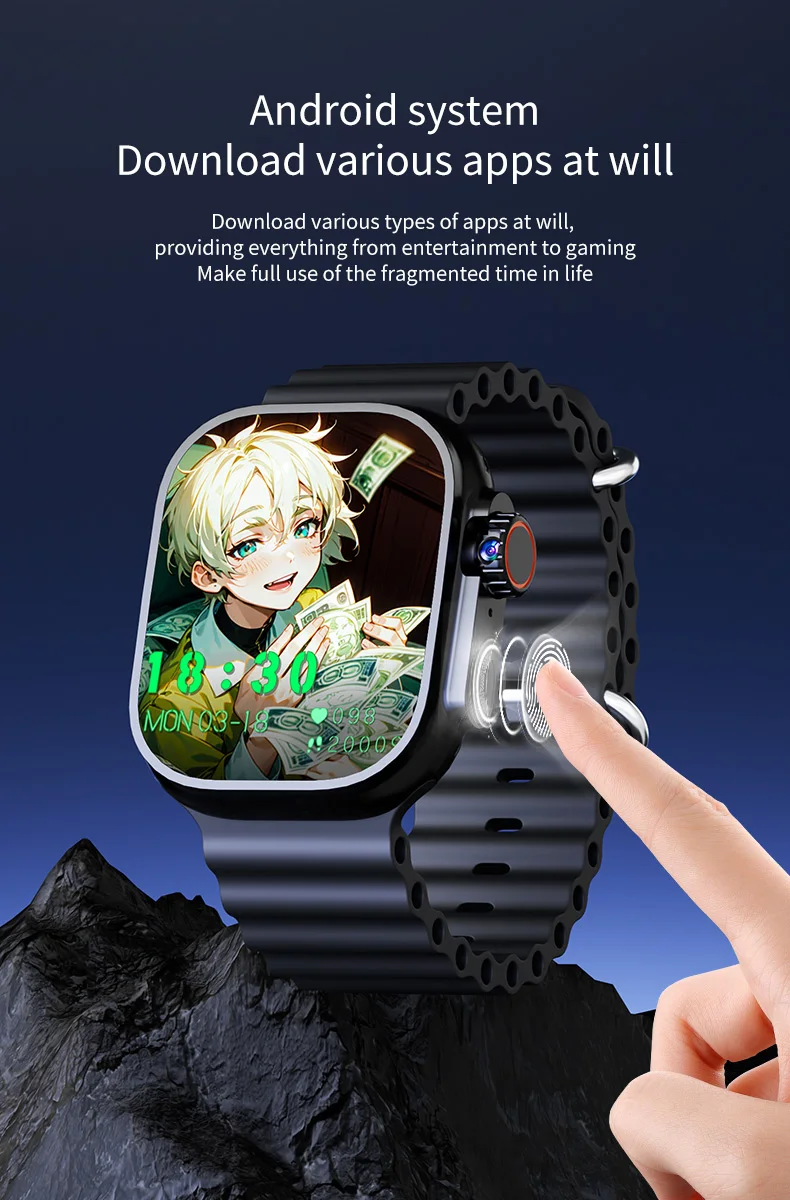 DW100pro Smartwatch S10 Ultra Fingerprint Unlock 4G SIM Card AMOLED GPS WIFI 180° Rotating Camera Google Play Android Smartwatch