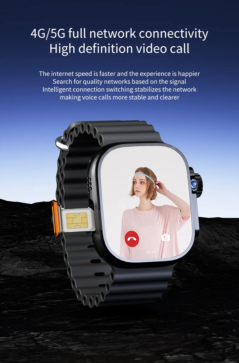 DW100pro Smartwatch S10 Ultra Fingerprint Unlock 4G SIM Card AMOLED GPS WIFI 180° Rotating Camera Google Play Android Smartwatch