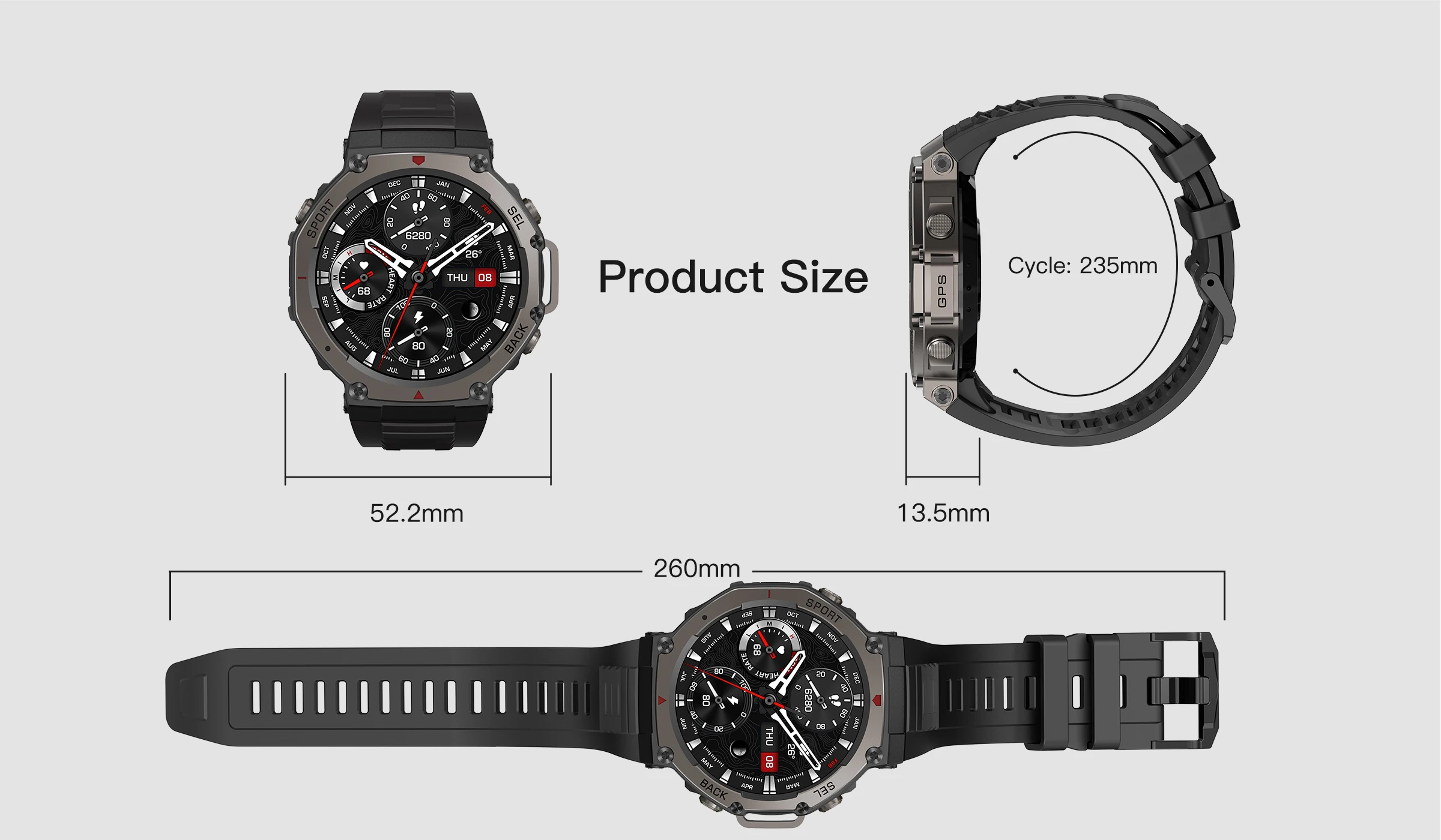 T-Rex 3 Ultra GPS Smart Watch 5 ATM Waterproof Built-in Dual-band GNSS Compass Military Sport Smartwatch Men 2025 New For Xiaomi