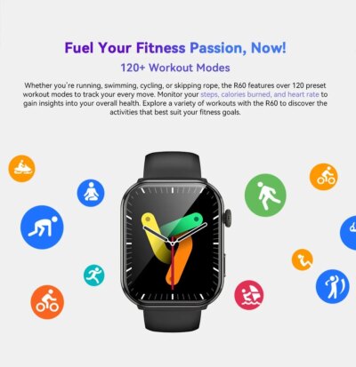 Blackview Smartwatch R60 Watch 1.96'' AMOLED Display 800mAh Bluetooth Phone Calls Health and Fitness Tracking - Image 4