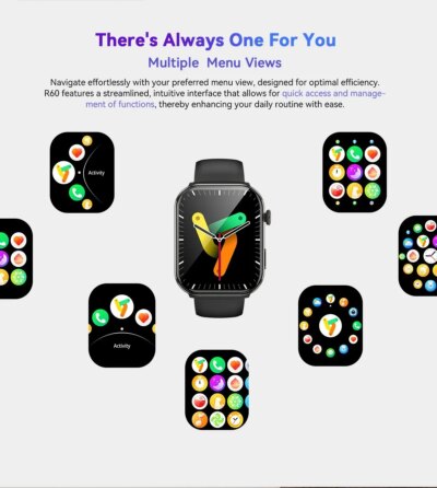 Blackview Smartwatch R60 Watch 1.96'' AMOLED Display 800mAh Bluetooth Phone Calls Health and Fitness Tracking - Image 2