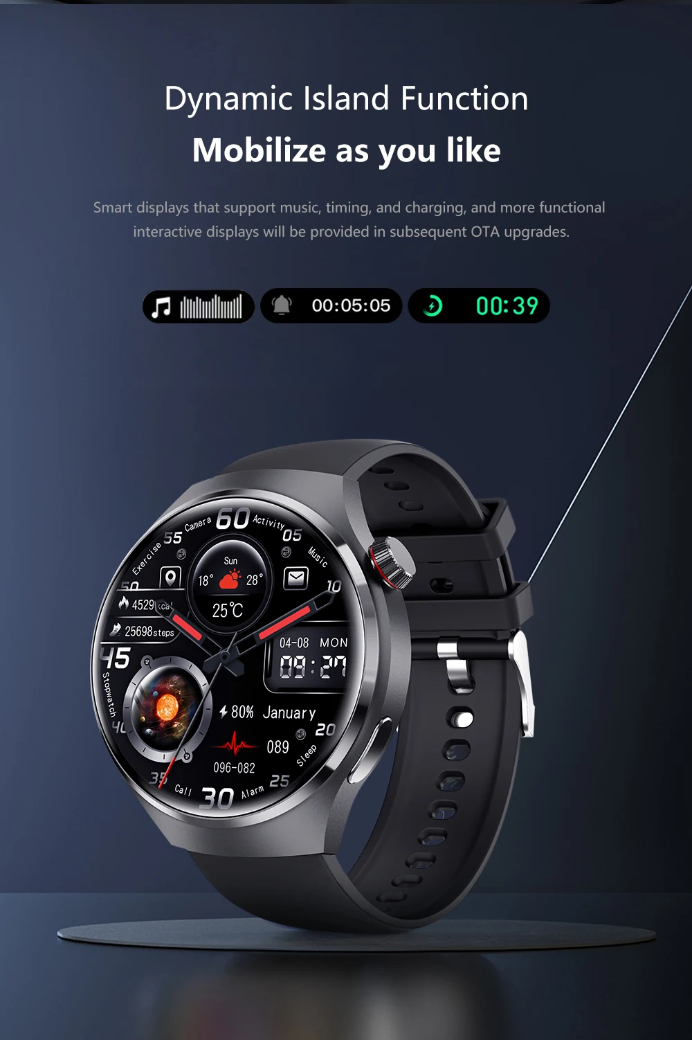 GT4 Pro Health Smart Watch Men 360*360 AMOLED Screen NFC GPS Tracker Compass BT call Blood oxygen IP68 Sport Smartwatch 2025New