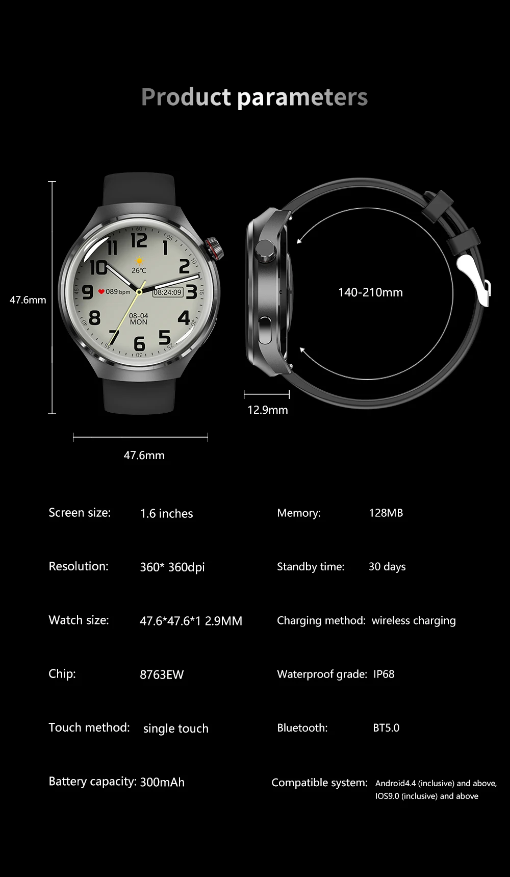 GT4 Pro Health Smart Watch Men 360*360 AMOLED Screen NFC GPS Tracker Compass BT call Blood oxygen IP68 Sport Smartwatch 2025New