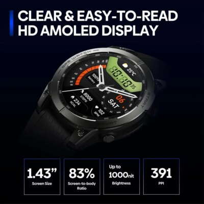 New Zeblaze Stratos 3 PRO GPS Smart Watch 1.43” HD AMOLED Display Built-in GPS Bluetooth Phone Calls Sports Smartwatch for Men - Image 3