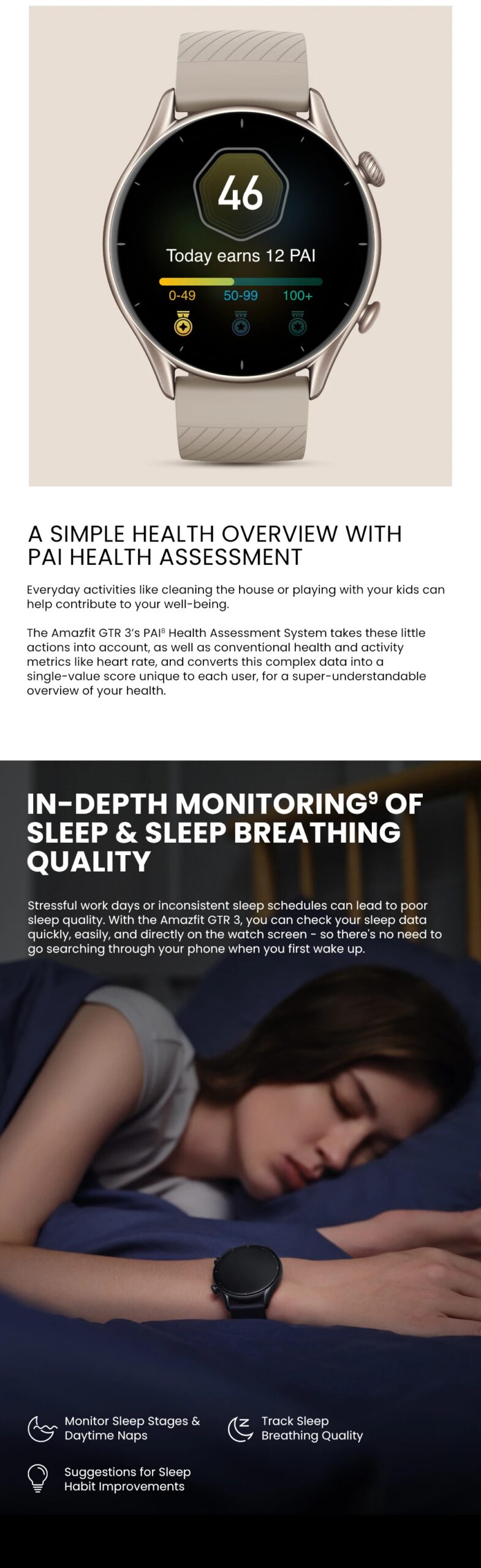 Global Version Amazfit GTR 3 GTR3 GTR-3 Smartwatch 46mm Zepp OS Alexa Built-in GPS Smart Watch  Over 150 Sports  Modes