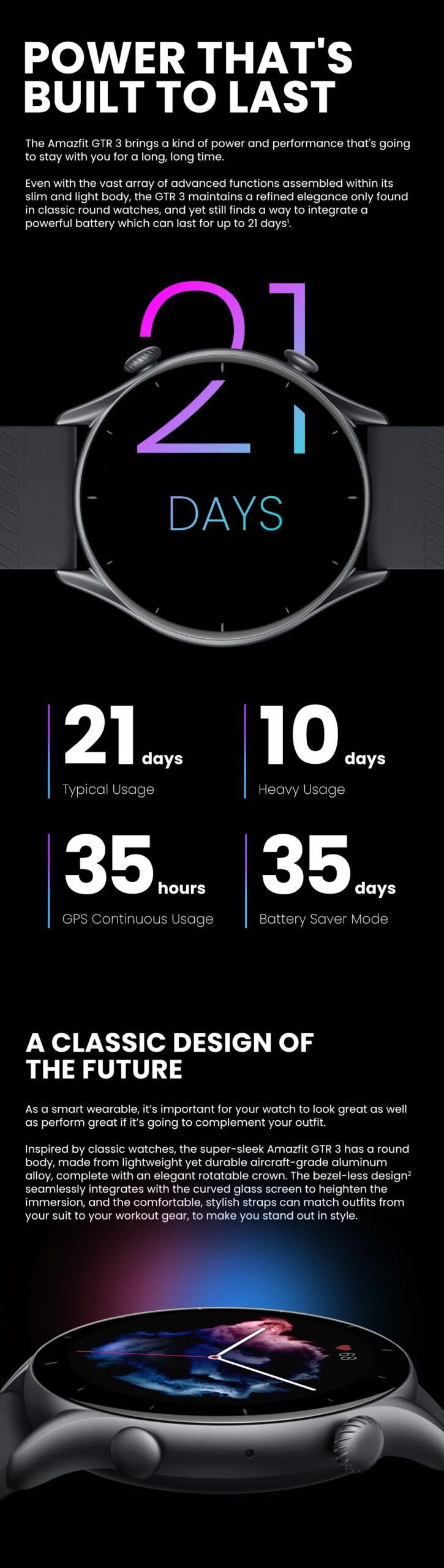 Global Version Amazfit GTR 3 GTR3 GTR-3 Smartwatch 46mm Zepp OS Alexa Built-in GPS Smart Watch  Over 150 Sports  Modes