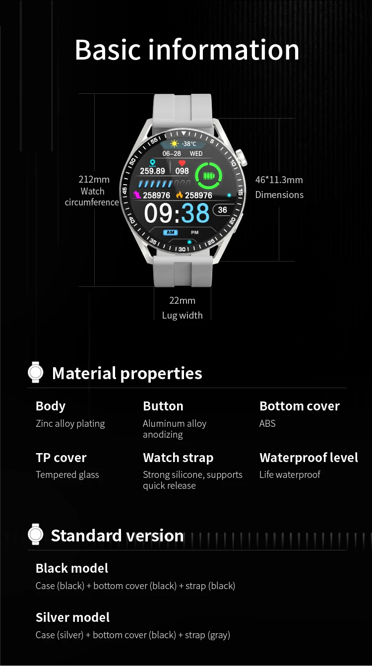 New GPS Smart Watch GT for Men Women AMOLED 360*360 HD Screen Heart Rate DIY Face Bluetooth Call Waterproof SmartWatch NFC  2024