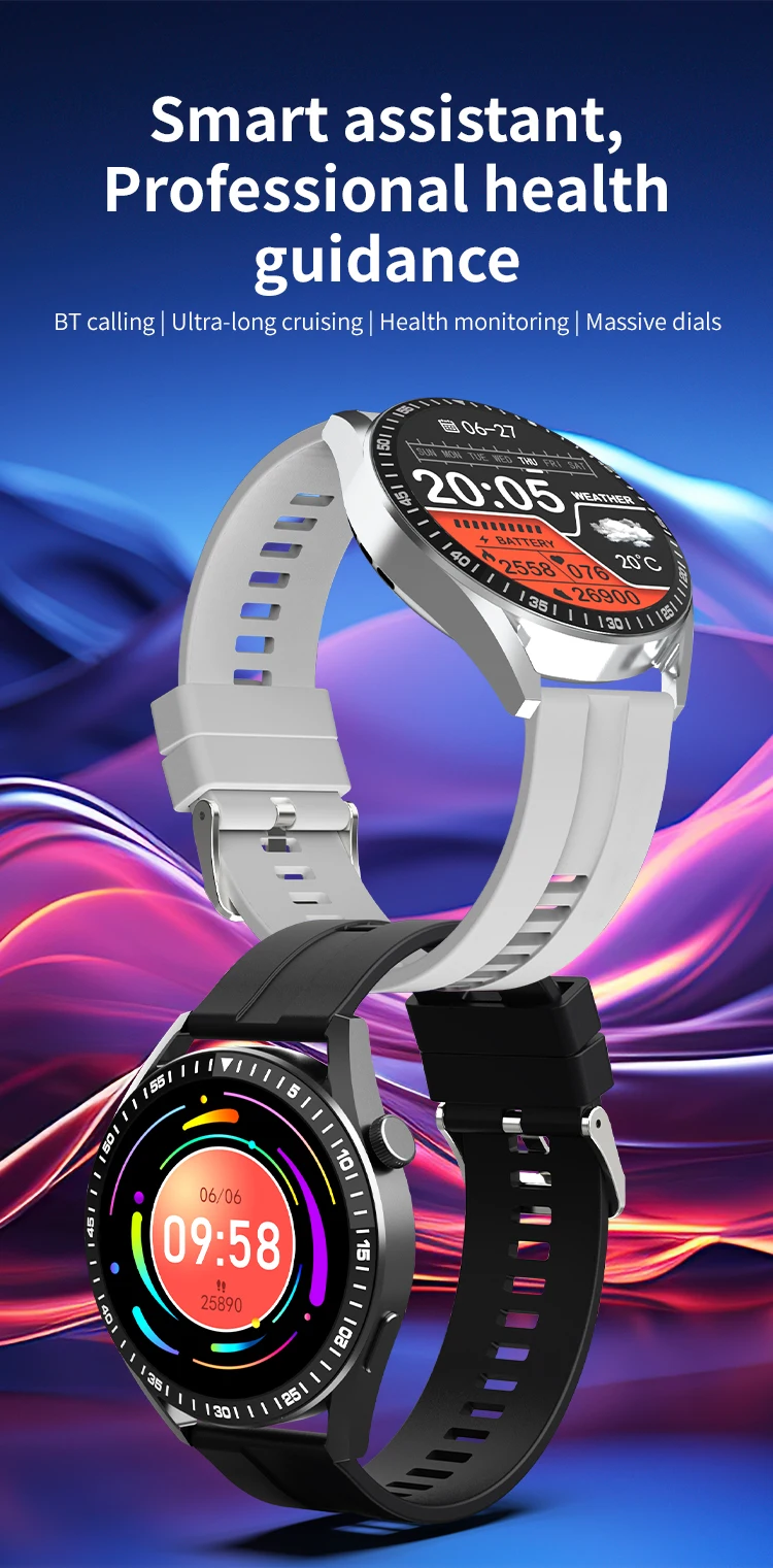 New GPS Smart Watch GT for Men Women AMOLED 360*360 HD Screen Heart Rate DIY Face Bluetooth Call Waterproof SmartWatch NFC  2024