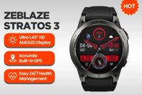 Zeblaze Stratos 3 Premium GPS Smart Watch Ultra HD AMOLED Display Built-in GPS Hi-Fi Bluetooth Phone Calls Smartwatch for Men