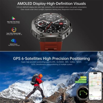 T-Rex 3 GPS Smart Watch 5 ATM Waterproof Built-in Dual-band GNSS Compass Military Sport Smartwatch Men 2025 New For Xiaomi - Image 4