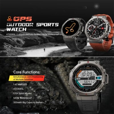 T-Rex 3 GPS Smart Watch 5 ATM Waterproof Built-in Dual-band GNSS Compass Military Sport Smartwatch Men 2025 New For Xiaomi - Image 5