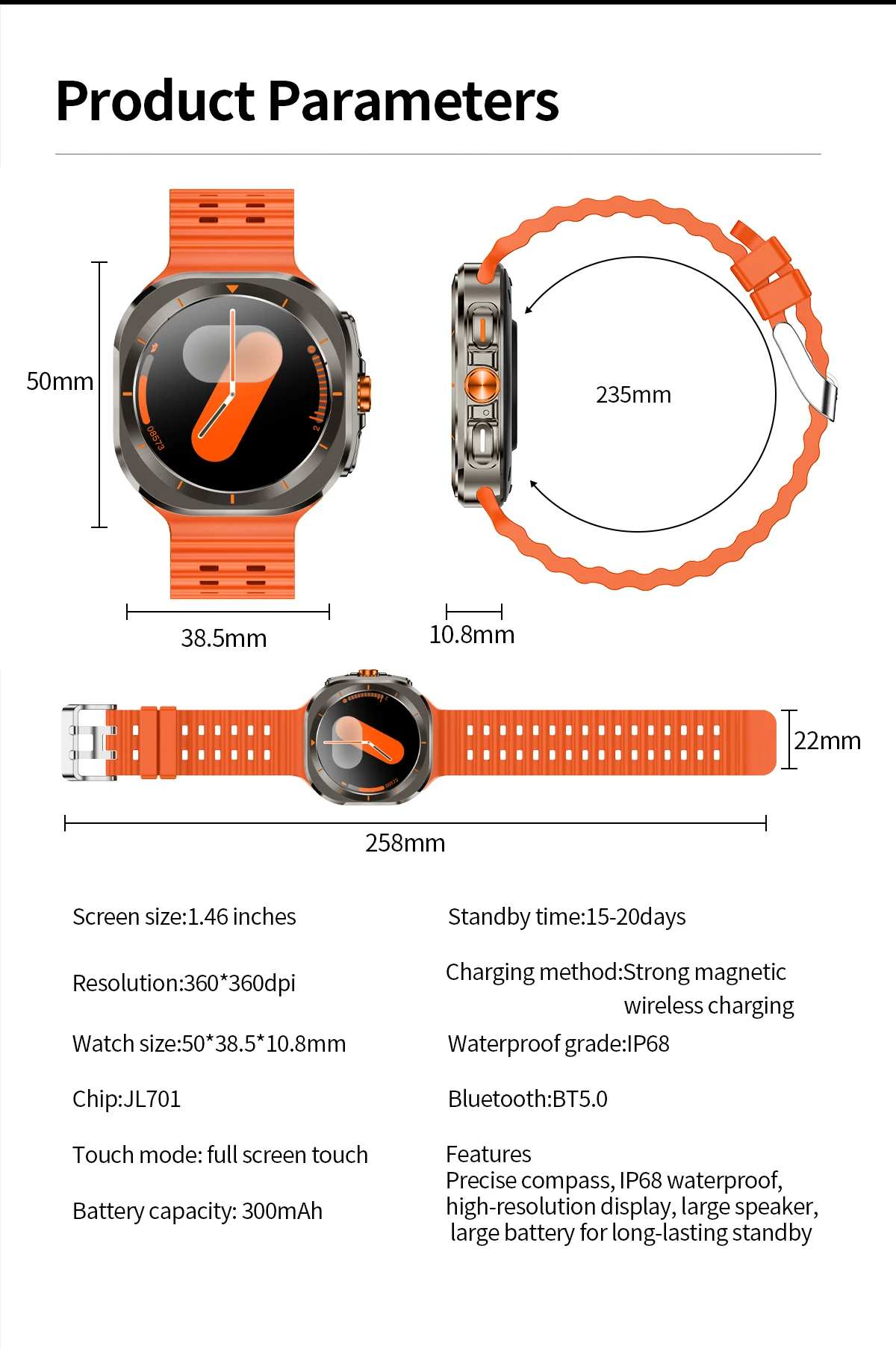 Xiaomi Smart Watch Ultra Smart Bracelet Men GPS Trackr NFC HD Sapphire Screen Bluetooth Call IP68 Outdoor Watch New Upgraded