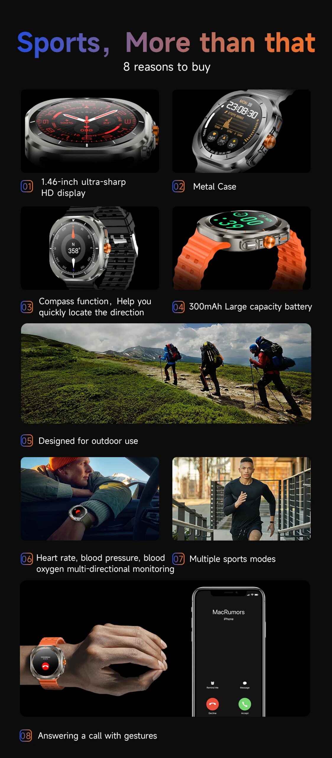 Xiaomi Smart Watch Ultra Smart Bracelet Men GPS Trackr NFC HD Sapphire Screen Bluetooth Call IP68 Outdoor Watch New Upgraded