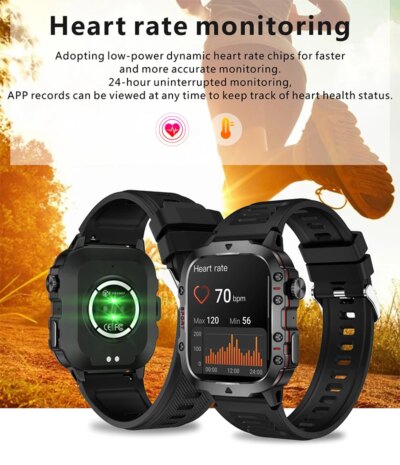 2025 New For Men Military Smart Watch Men IP68 5ATM Outdoor Sports Fitness Tracker Health Monitor 1.96" BT Call Smartwatch - Image 6