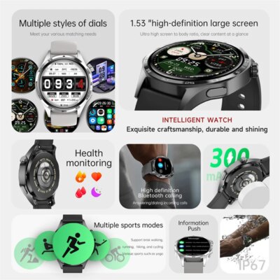 GT5 PRO Smart Watch Men Watch 5 Pro AMOLED HD Screen Bluetooth Call GPS Trajectory NFC Heart Rate Compass SmartWatches 2025 New - Image 2