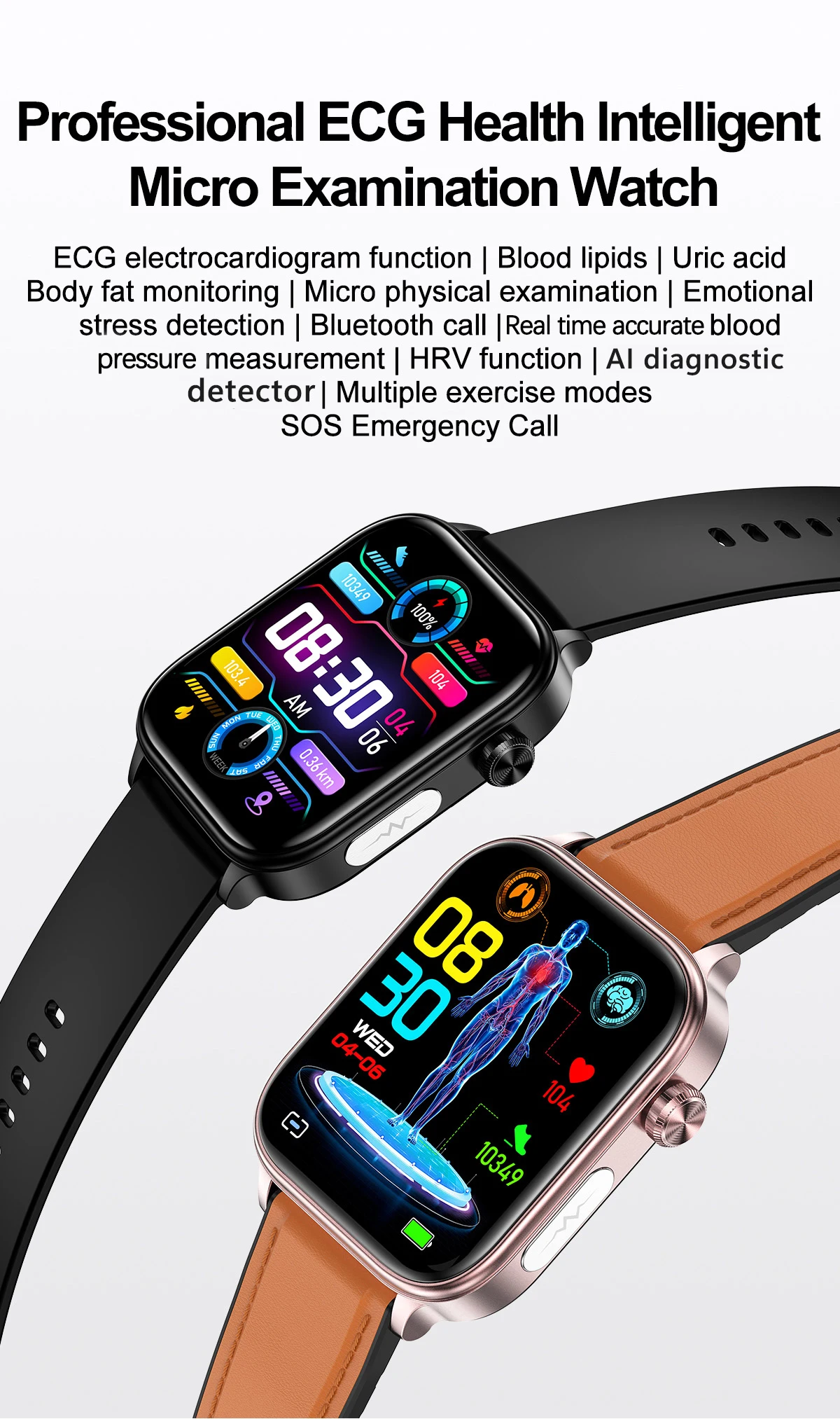 2025 New ECG+PPG Monitoring Smart Watch Women Blood pressure Blood Lipid Uric Acid Women Menstrual Health Tracker Smartwatches