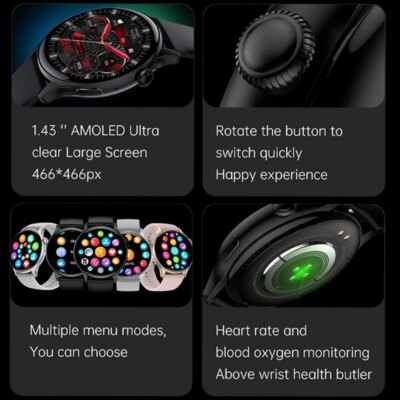 2024 True AMOLED Smart Watch Ladies Screen Always Show Time 466*466 HD Health Tracker Voice Calling Smartwatch Women For Xiaomi - Image 3
