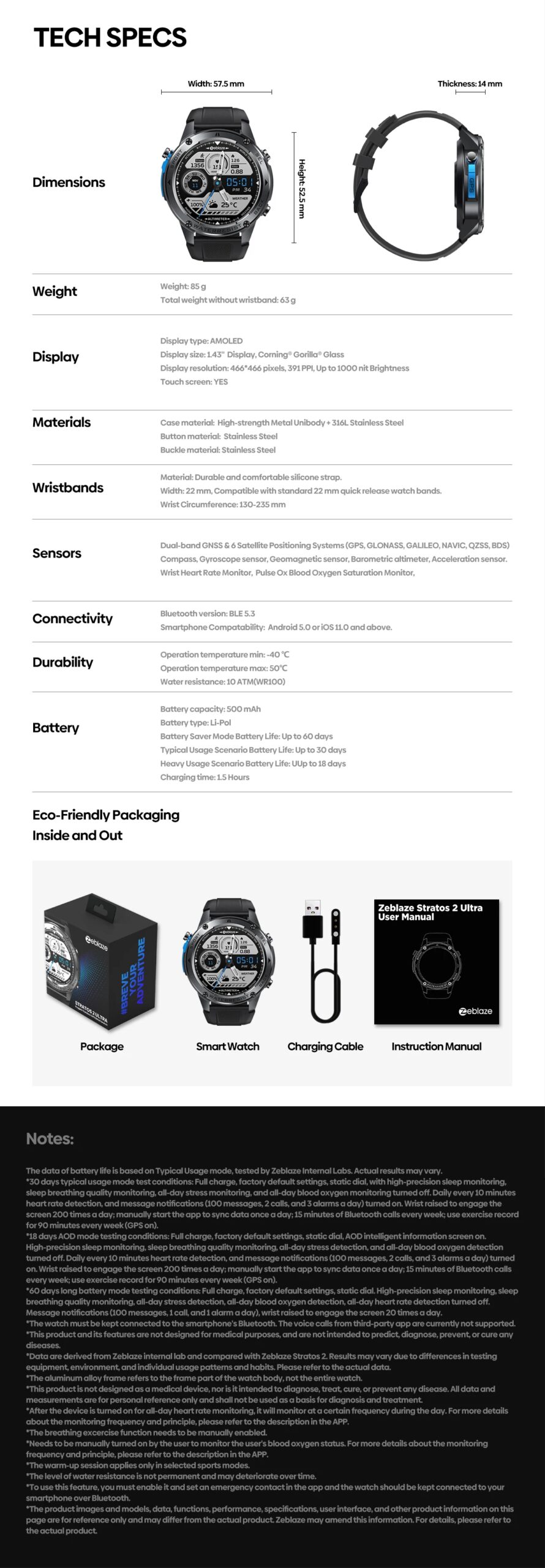 New Zeblaze Stratos 2 Ultra GPS Smart Watch Built-in Compass Barometric Altimeter Dual-band GNSS Voice Calling Smartwatch 10 ATM New Zeblaze Stratos 2 Ultra GPS Smart Watch Built-in Compass Barometric Altimeter Dual-band GNSS Voice Calling Smartwatch 10 ATM