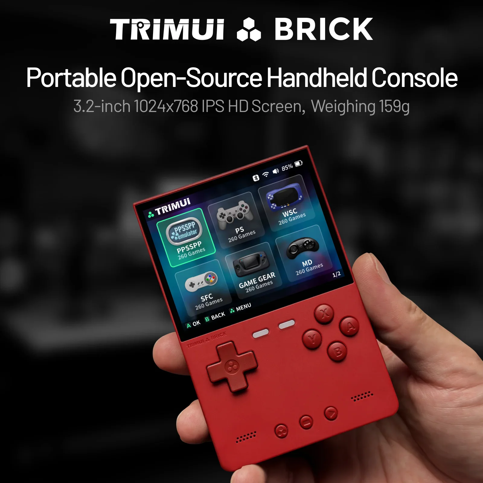 Trimui BRICK Handheld Game Console 3.2 Inch IPS Screen 400 Ppi 3000 mAh Emulator Portable Retro Video Games for Allwinner Linux