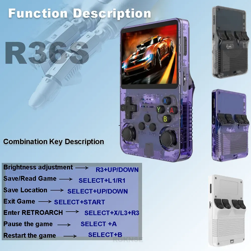 R36S Classic Retro Game Console with ARKOS System Video Games Single Card Portable Hand-held Gaming Console Kids Gift 3.5 Inch