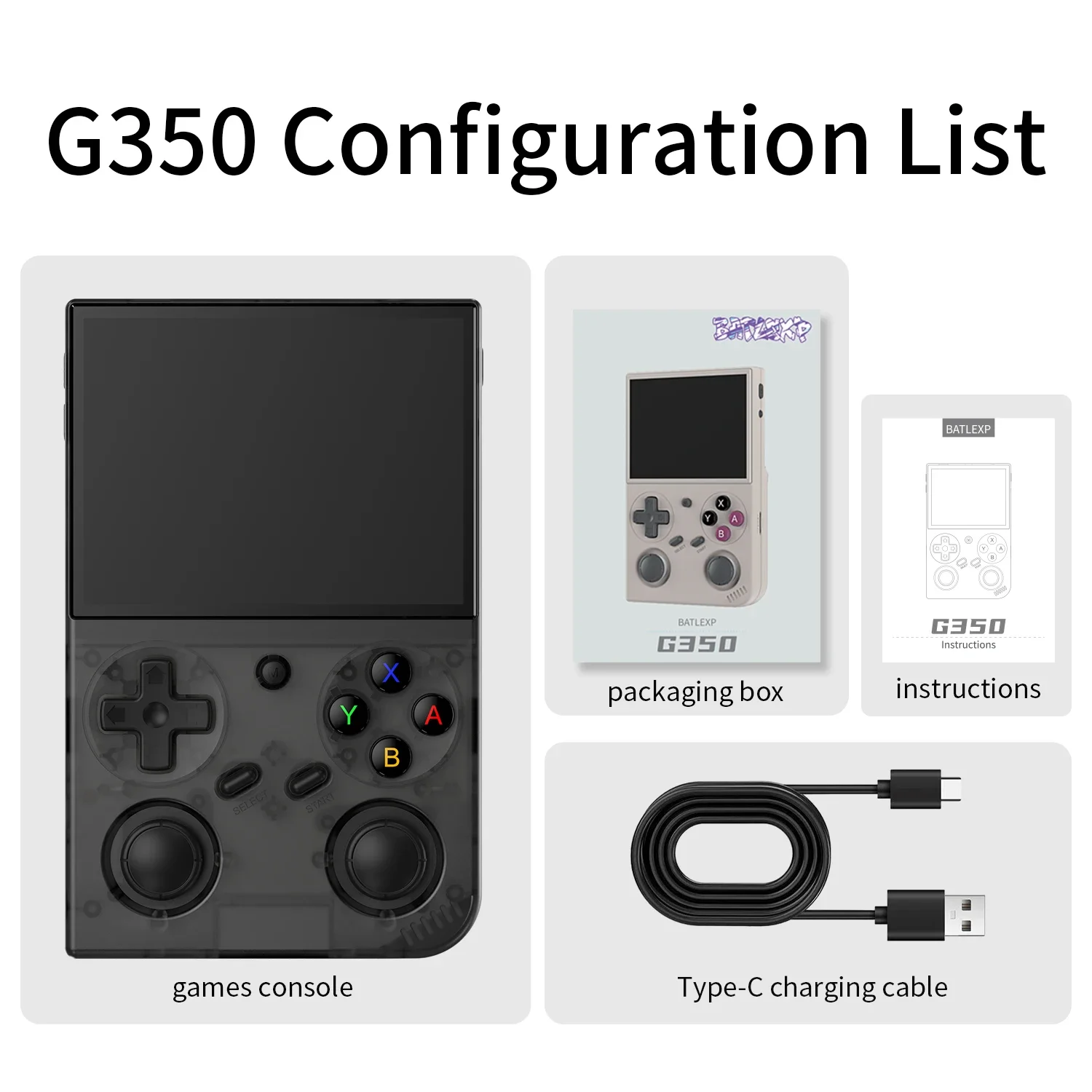 BATLEXP G350 Handheld Game Console 3.5 IPS Screen Linux System Dual Joystick Vibration Motor Retro Portable