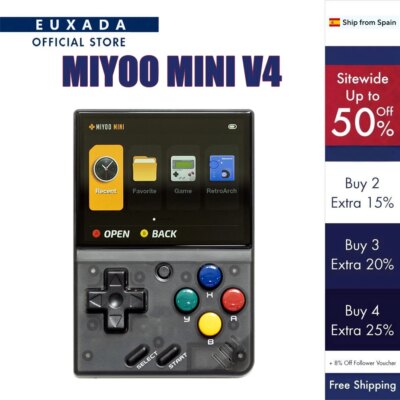MIYOO Mini V4 Portable Handheld Game Console 2.8 Inch 750x560 IPS Screen Linux System Video Game Player Classic Gaming Emulator