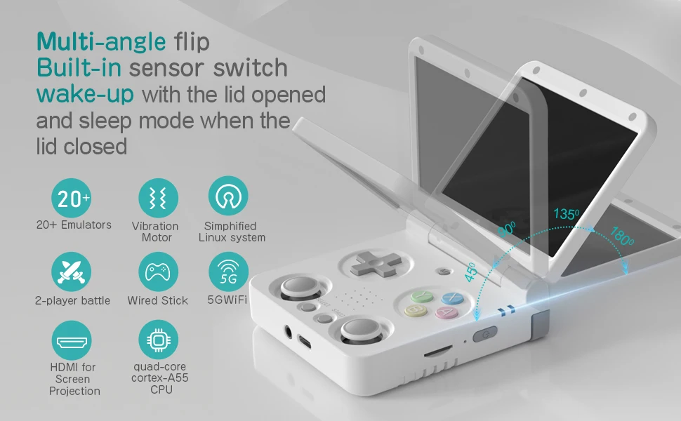 AMPOWN Miyoo Flip Fold Collapsible Handheld Game Players Consoles 3.5'' IPS Portable Video Game Linux System Retro Game Console