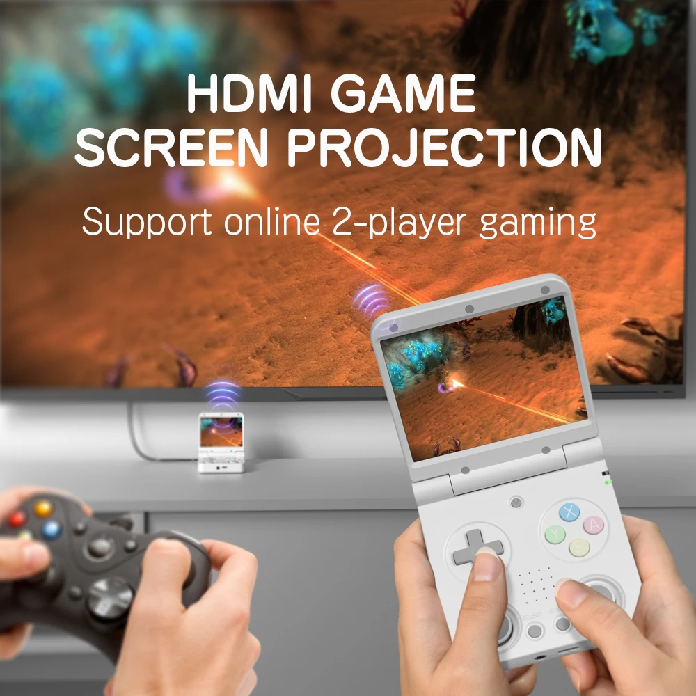 AMPOWN Miyoo Flip Fold Collapsible Handheld Game Players Consoles 3.5'' IPS Portable Video Game Linux System Retro Game Console